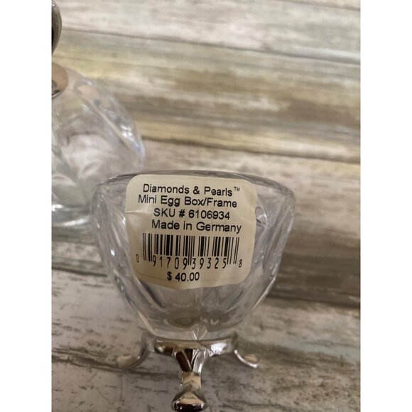 Lenox Crystal Mini Egg Trinket Boxes Set of 2 Diamonds & Pearls Made Germany - Picture 16 of 16